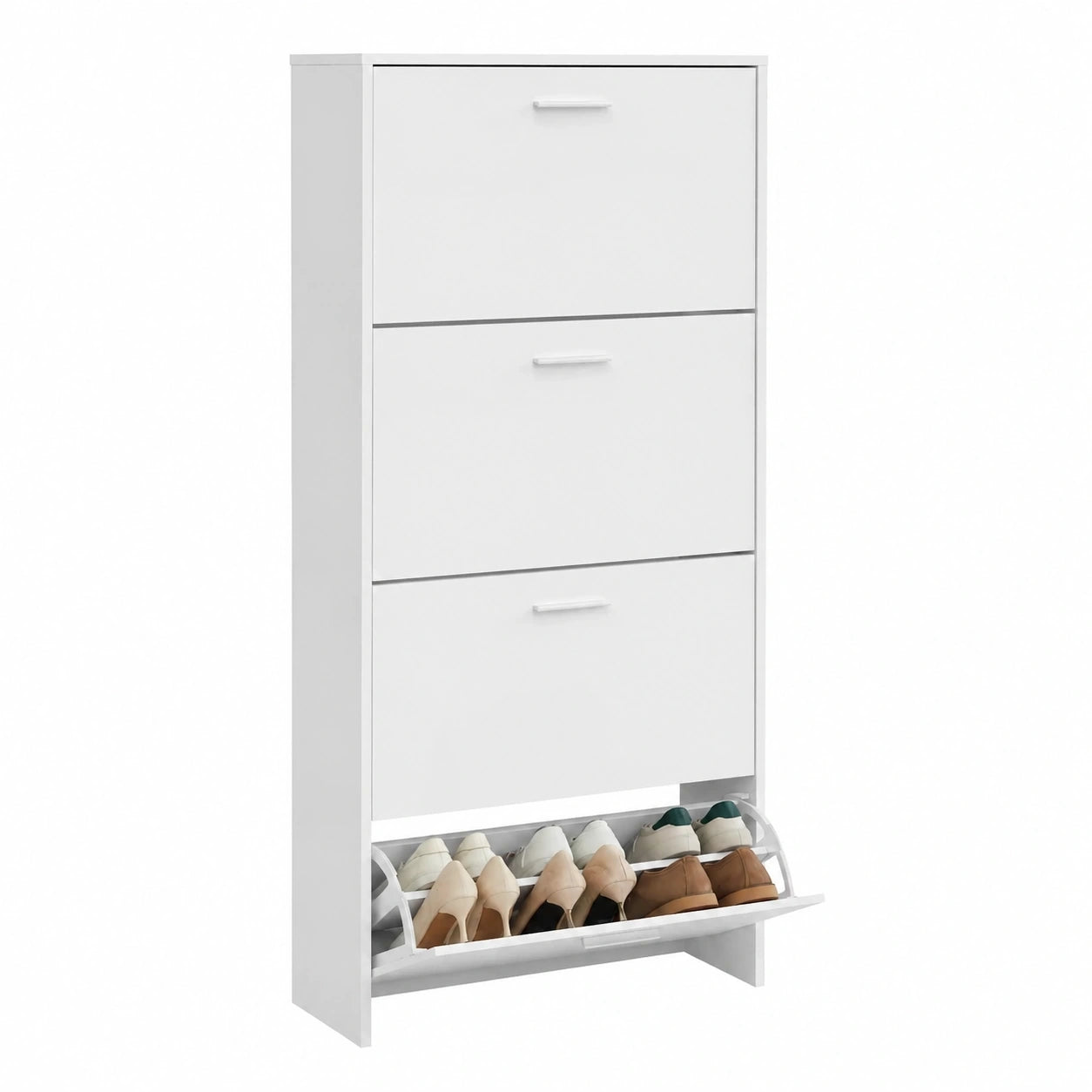 armoire-a-chaussures-moderne-4-abattants-capacite-24-paires-blanc-bois-composite-dimensions-60x24x150-cm-exkygum811om